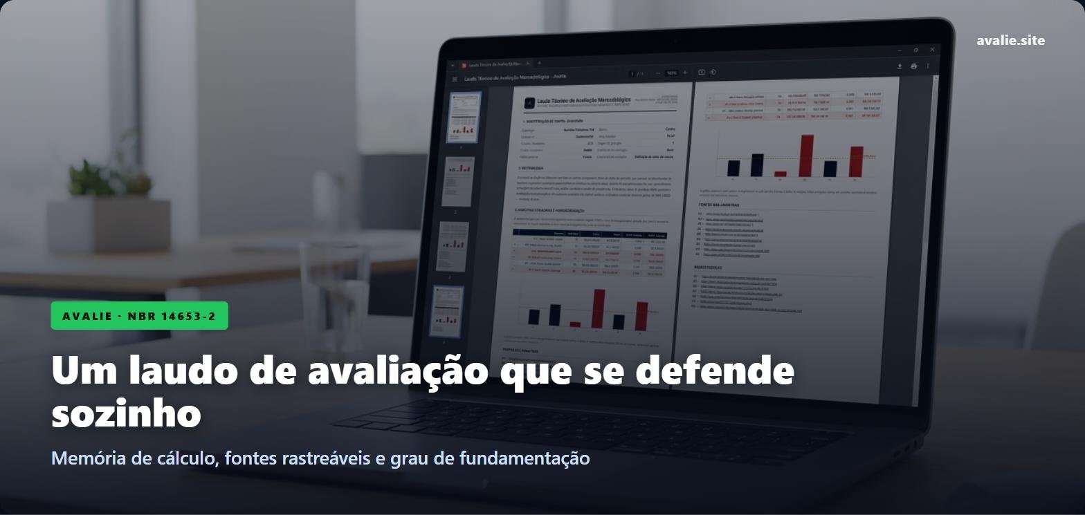 Laudo de avaliação de imóvel em PDF gerado pelo Avalie com gráficos e fontes das amostras