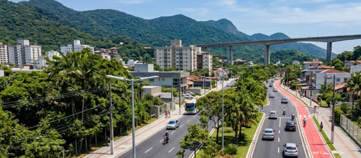 Avenida duplicada com ciclovia em Camboriu SC, obras de mobilidade urbana