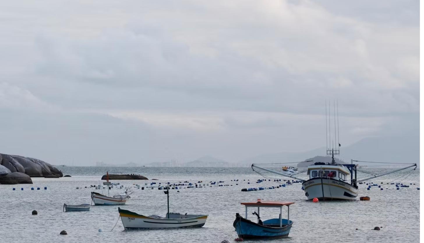 Barcos de pesca no litoral de Santa Catarina