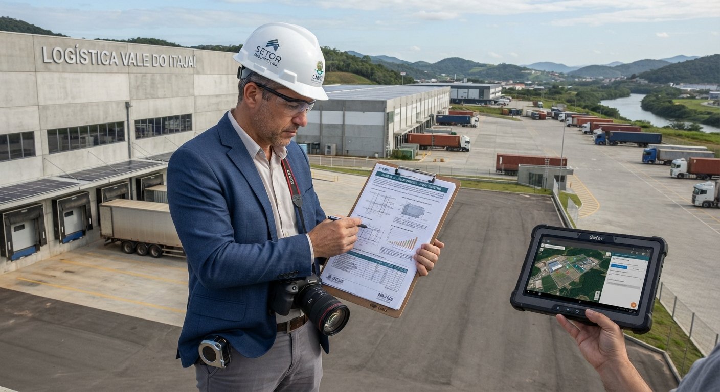Avaliação técnica de imóvel comercial e galpão logístico no Vale do Itajaí