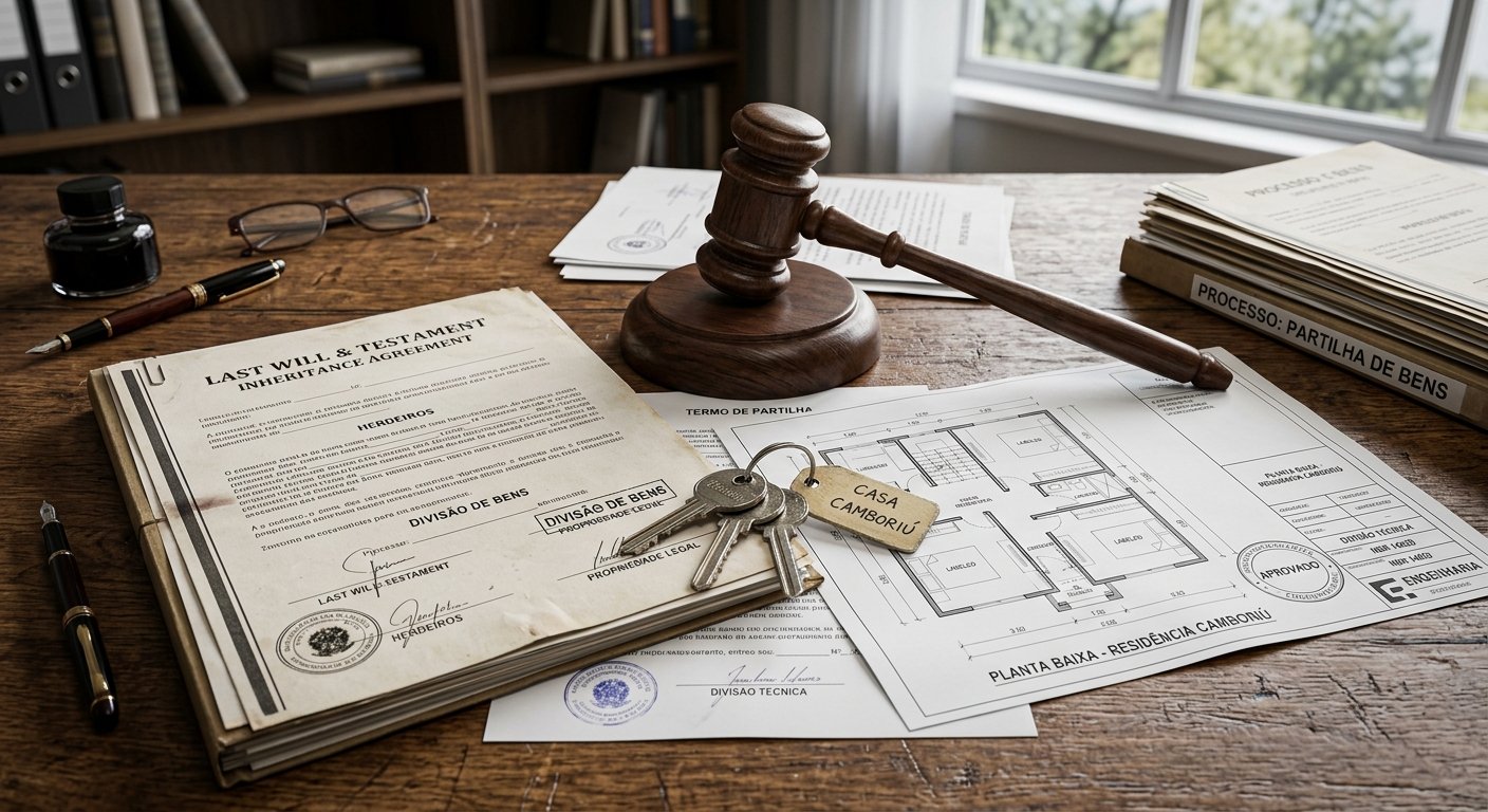 Documentos de inventário e partilha de imóvel em Balneário Camboriú com laudo técnico de avaliação