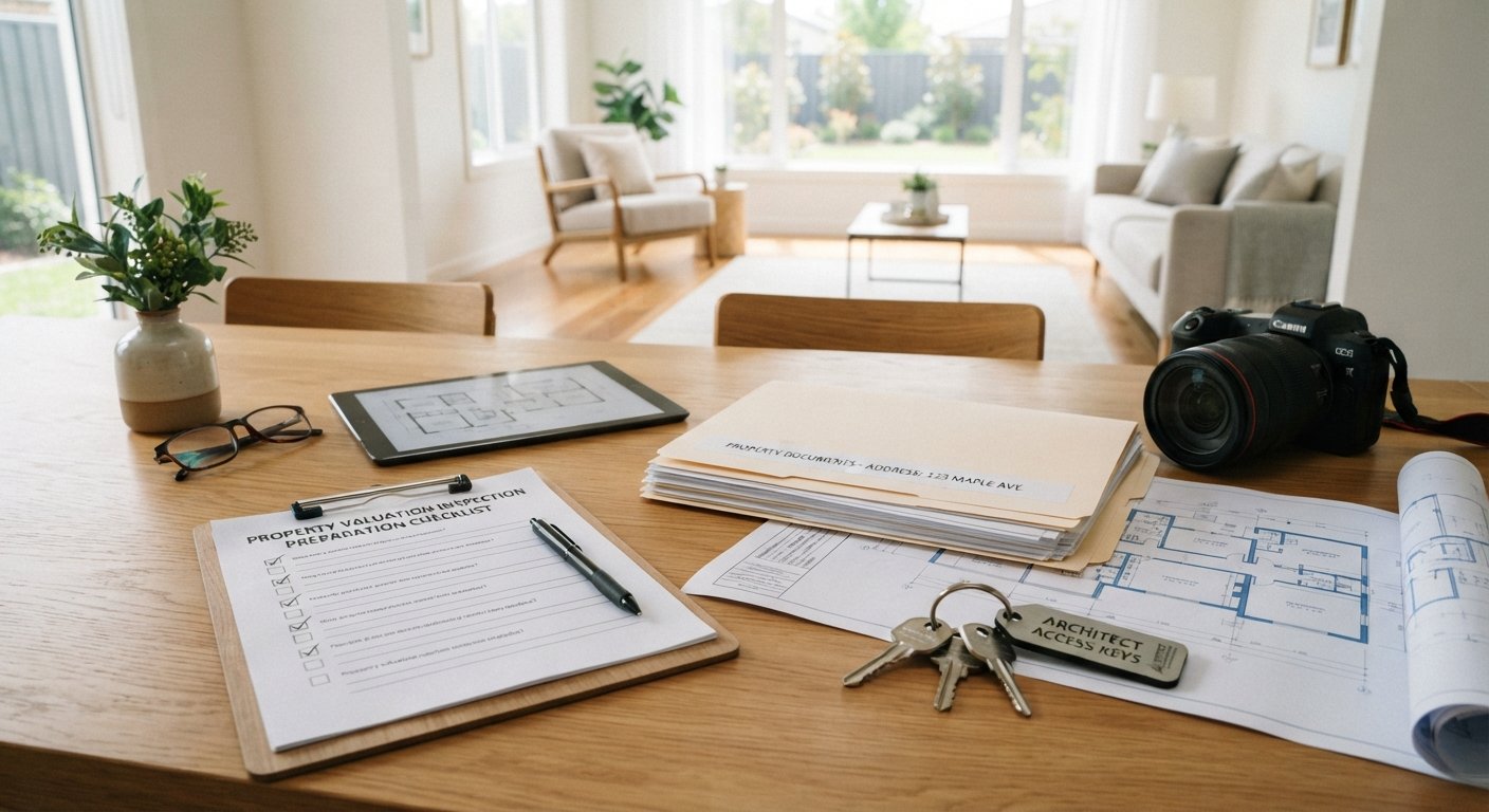 Checklist e documentos organizados para preparar o imóvel para a vistoria de avaliação