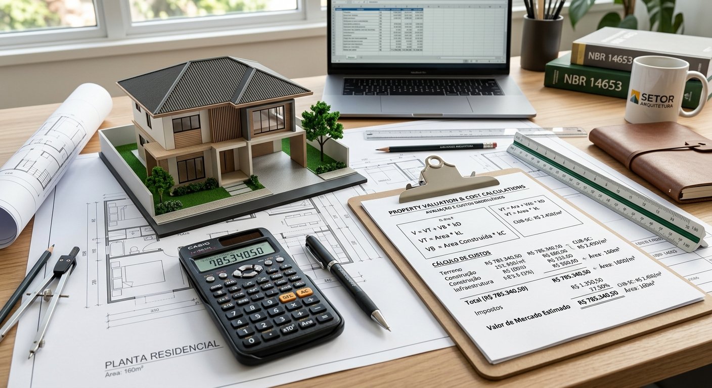Cálculo de honorários e valor de mercado em avaliação de imóvel com base na NBR 14653