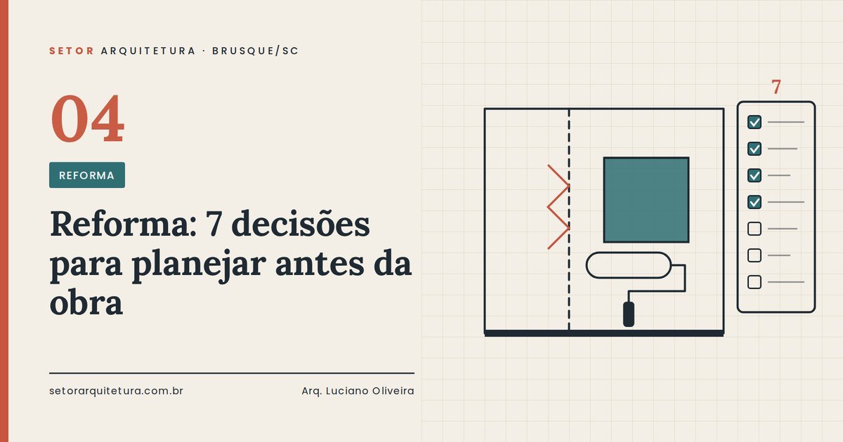 Ambiente em reforma com parede aberta, rolo de pintura e checklist — reforma em Brusque